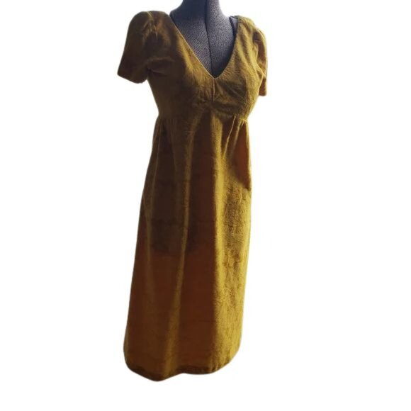 Vintage Dresses & Skirts - Vintage Handmade Yellow Terrycloth Flower Dress